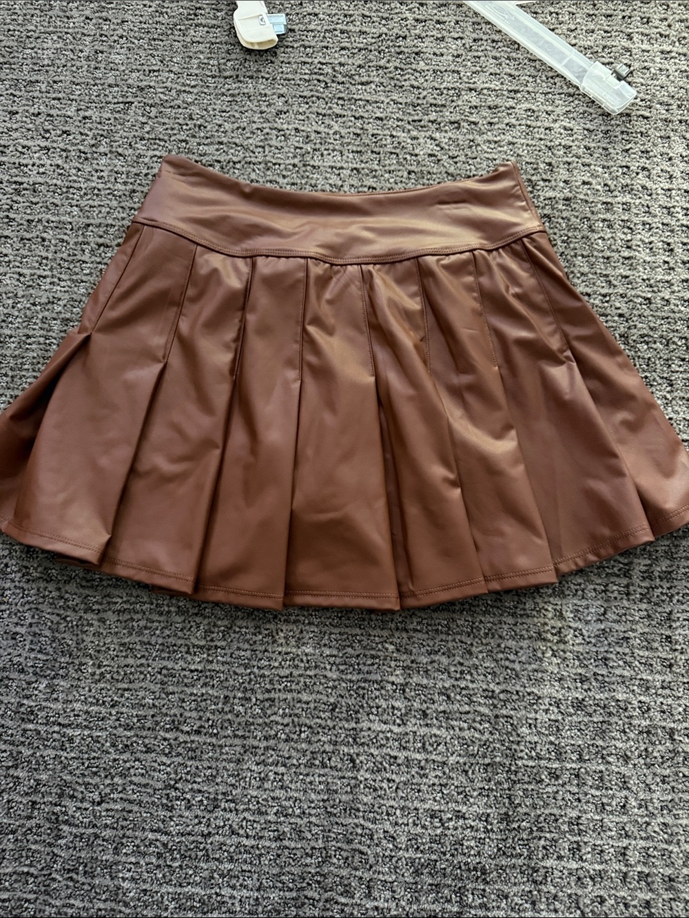Aerie Offline Pleated Faux Leather Mini Skirt in Brown